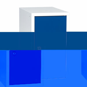 Odkladacia skrinka CUBE, modrá / biela, 450x250x400 mm