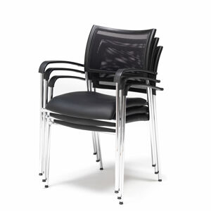 Konferenčná stolička TORONTO, koženka, čierna/chróm