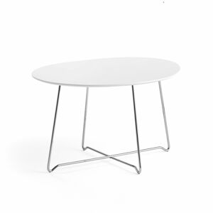 Kaviarenský stôl IRIS, asymetrický, chróm, biela