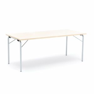 Skladací stôl NICKE, 1800x800x720 mm, laminát - breza, strieborná