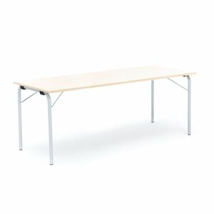 Skladací stôl NICKE, 1800x700x720 mm, laminát - breza, strieborná