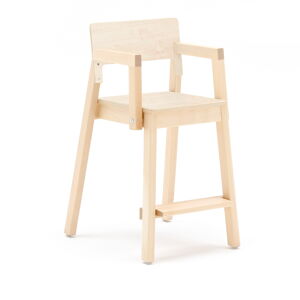Vysoká detská stolička LOVE s opierkami rúk, V 500 mm, breza, laminát - breza