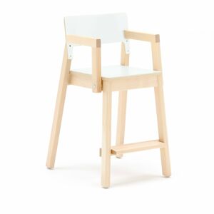 Vysoká detská stolička LOVE s opierkami rúk, V 500 mm, breza, laminát - biela