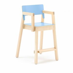 Vysoká detská stolička LOVE s opierkami rúk, V 500 mm, breza, laminát - modrá