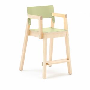 Vysoká detská stolička LOVE s opierkami rúk, V 500 mm, breza, laminát - zelená