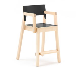 Vysoká detská stolička LOVE s opierkami rúk, V 500 mm, breza, laminát - čierna