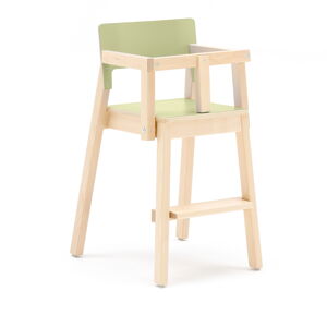 Detská jedálenská stolička LOVE, V 500 mm, breza, laminát - zelená
