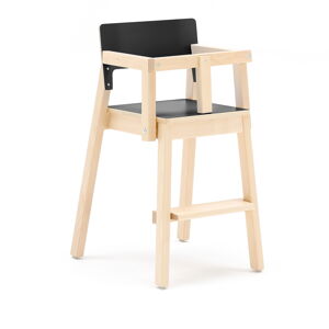 Detská jedálenská stolička LOVE, V 500 mm, breza, laminát - čierna