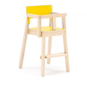 Detská jedálenská stolička LOVE, V 500 mm, breza, laminát - žltá