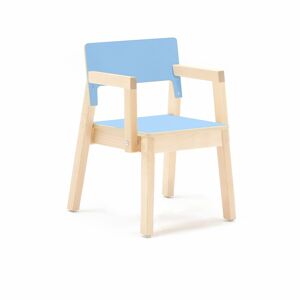 Detská stolička LOVE s opierkami rúk, V 350 mm, breza, laminát - modrá