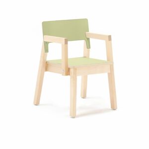 Detská stolička LOVE s opierkami rúk, V 350 mm, breza, laminát - zelená