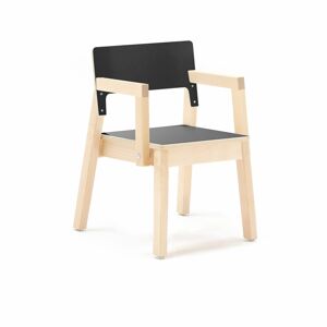 Detská stolička LOVE s opierkami rúk, V 350 mm, breza, laminát - čierna