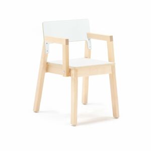 Detská stolička LOVE s opierkami rúk, V 380 mm, breza, laminát - biela