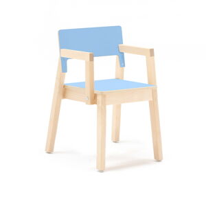 Detská stolička LOVE s opierkami rúk, V 380 mm, breza, laminát - modrá