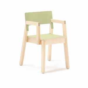 Detská stolička LOVE s opierkami rúk, V 380 mm, breza, laminát - zelená