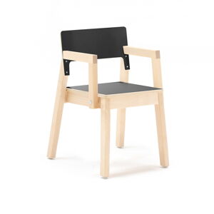 Detská stolička LOVE s opierkami rúk, V 380 mm, breza, laminát - čierna