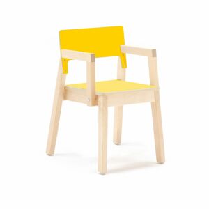 Detská stolička LOVE s opierkami rúk, V 380 mm, breza, laminát - žltá