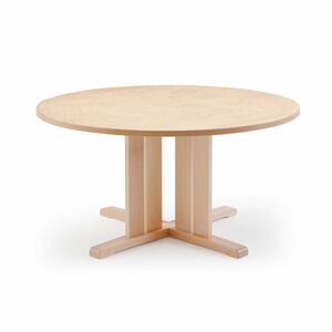 Stôl KUPOL, okrúhly, Ø1200x720 mm, linoleum - béžová, breza