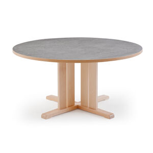 Stôl KUPOL, okrúhly, Ø1300x720 mm, linoleum - červená, breza