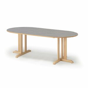 Stôl KUPOL, oválny, 2000x800x720 mm, linoleum - šedá, breza