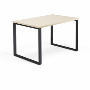 Kancelársky pracovný stôl QBUS, O-rám, 1200x800 mm, breza/čierna