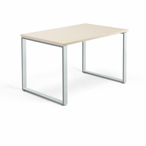 Kancelársky pracovný stôl QBUS, O-rám, 1200x800 mm, breza/strieborná
