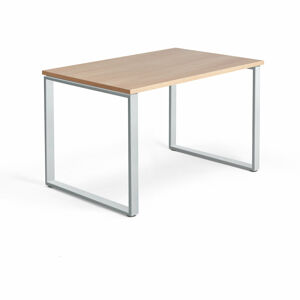 Kancelársky pracovný stôl QBUS, O-rám, 1200x800 mm, dub/strieborná