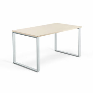 Kancelársky pracovný stôl QBUS, O-rám, 1400x800 mm, breza/strieborná