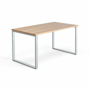 Kancelársky pracovný stôl QBUS, O-rám, 1400x800 mm, dub/strieborná