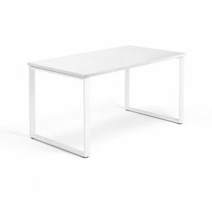 Kancelársky pracovný stôl QBUS, O-rám, 1400x800 mm, biela/biela
