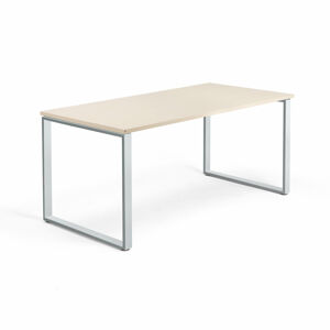 Kancelársky pracovný stôl QBUS, O-rám, 1600x800 mm, breza/strieborná