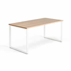 Kancelársky pracovný stôl QBUS, O-rám, 1600x800 mm, dub/biela