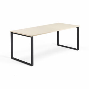 Kancelársky pracovný stôl QBUS, O-rám, 1800x800 mm, breza/čierna
