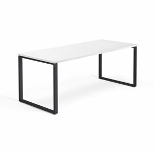 Kancelársky pracovný stôl QBUS, O-rám, 1800x800 mm, biela/čierna