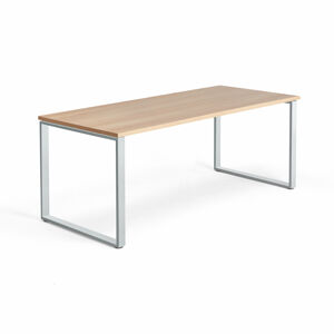 Kancelársky pracovný stôl QBUS, O-rám, 1800x800 mm, dub/strieborná