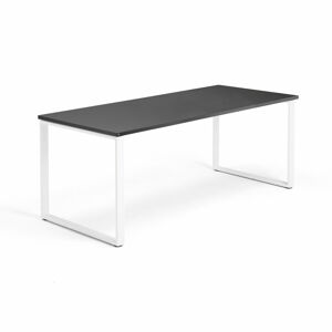 Kancelársky pracovný stôl QBUS, O-rám, 1800x800 mm, čierna/biela