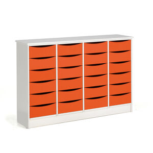 Zásuvková skrinka BJÖRKAVI, 24 zásuviek, 1520x400x980 mm, biela, oranžová