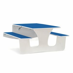 Nástenný skladací stôl LUCAS, 1200x1200x720 mm, linoleum - modrá, biela