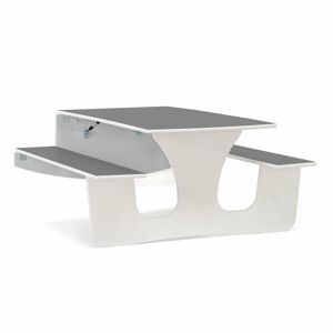 Nástenný skladací stôl LUCAS, 1200x1200x720 mm, linoleum - šedá, biela
