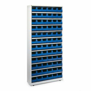 Skriňa s plastovými boxmi, 72 modrých boxov, 2000x950x250 mm