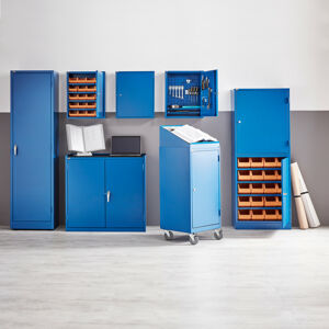Kovová skrinka SERVE, 2 zásuvky, 900x950x450 mm, modrá