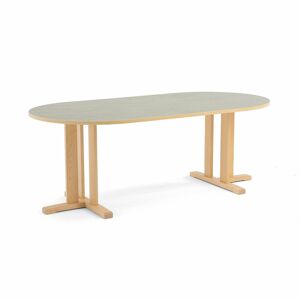 Stôl KUPOL, oválny, 2000x720 mm, linoleum - šedá, breza
