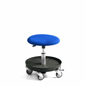 Pracovná dielenská stolička MIDI, s kolieskami, výška 370-500 mm, modrá