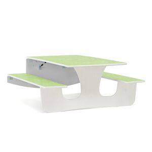 Nástenný skladací stôl LUCAS, 1200x1200x570 mm, linoleum - zelená, biela