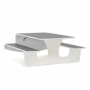 Nástenný skladací stôl LUCAS, 1200x1200x570 mm, linoleum - šedá, biela