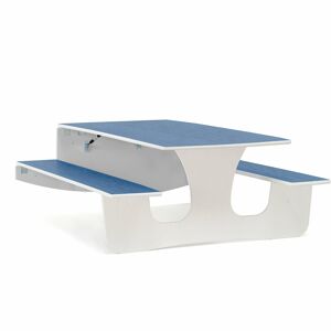 Nástenný skladací stôl LUCAS, 1400x1200x570 mm, linoleum - modrá, biela