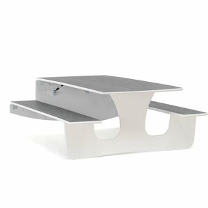 Nástenný skladací stôl LUCAS, 1400x1200x570 mm, linoleum - šedá, biela