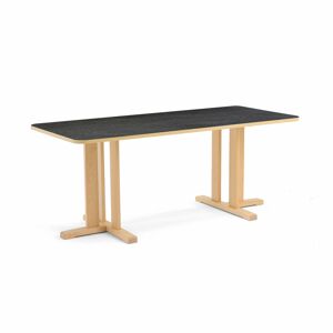 Stôl KUPOL, obdĺžnik, 1800x800x720 mm, linoleum - tmavošedá, breza