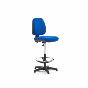 Pracovná dielenská stolička s opierkou nôh DARWIN, výška 635-815 mm, modrá