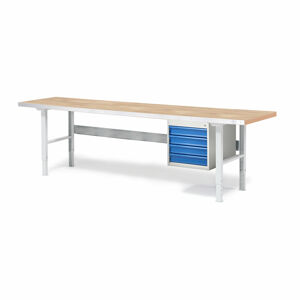 Dielenský stôl Solid so 4 zásuvkami, 2500x800 mm, nosnosť 750 kg, dub
